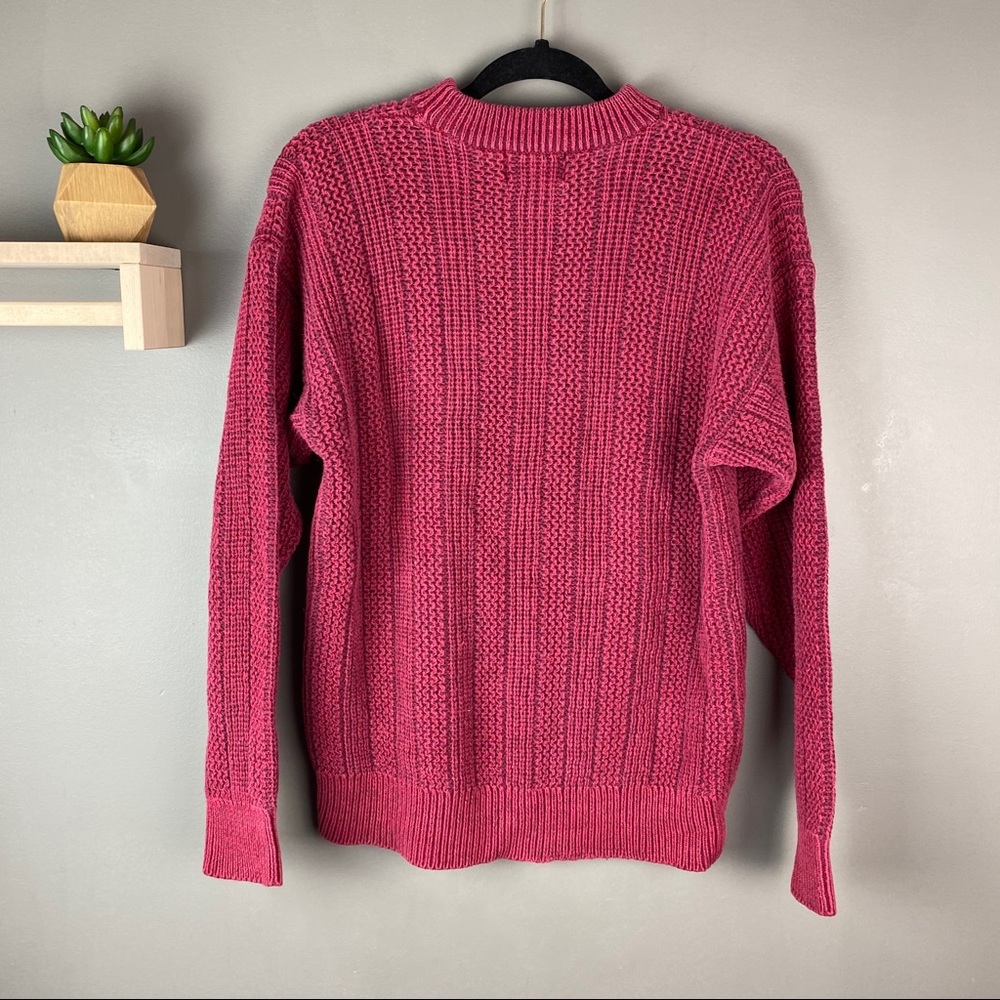 vintage burgundy oversized chunky sweater 90’s M - Picture 2 of 4